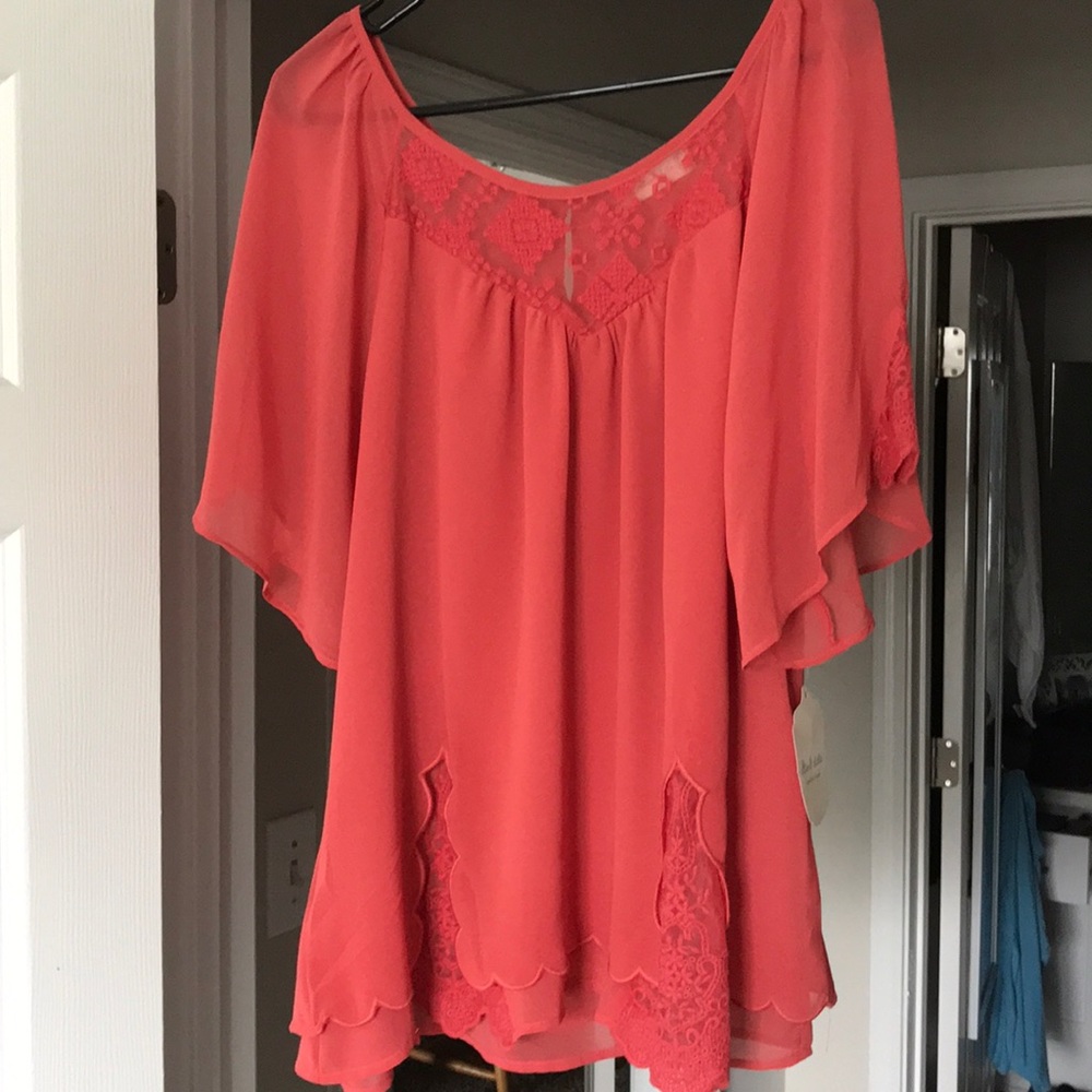 Coral chiffon top from Altar’d State